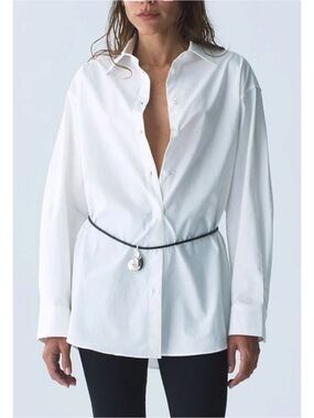 NU SWIM Organic Cotton Whiz Shirt - White Oversized Loose Fit Button Down Shirt